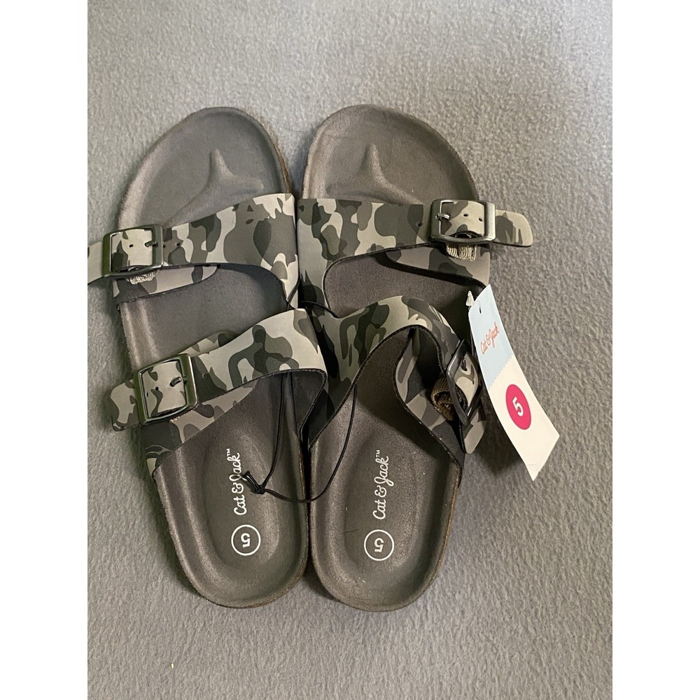Cat & Jack New! Double Buckle Slide Sandals Actual Size Is Approx.Men's 6.5/W8.5